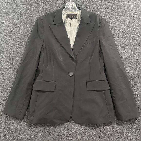 BCBGMAXAZRIA Martine Blazer Women's Large Black Wool Suit Jacket One Button - Picture 1 of 9